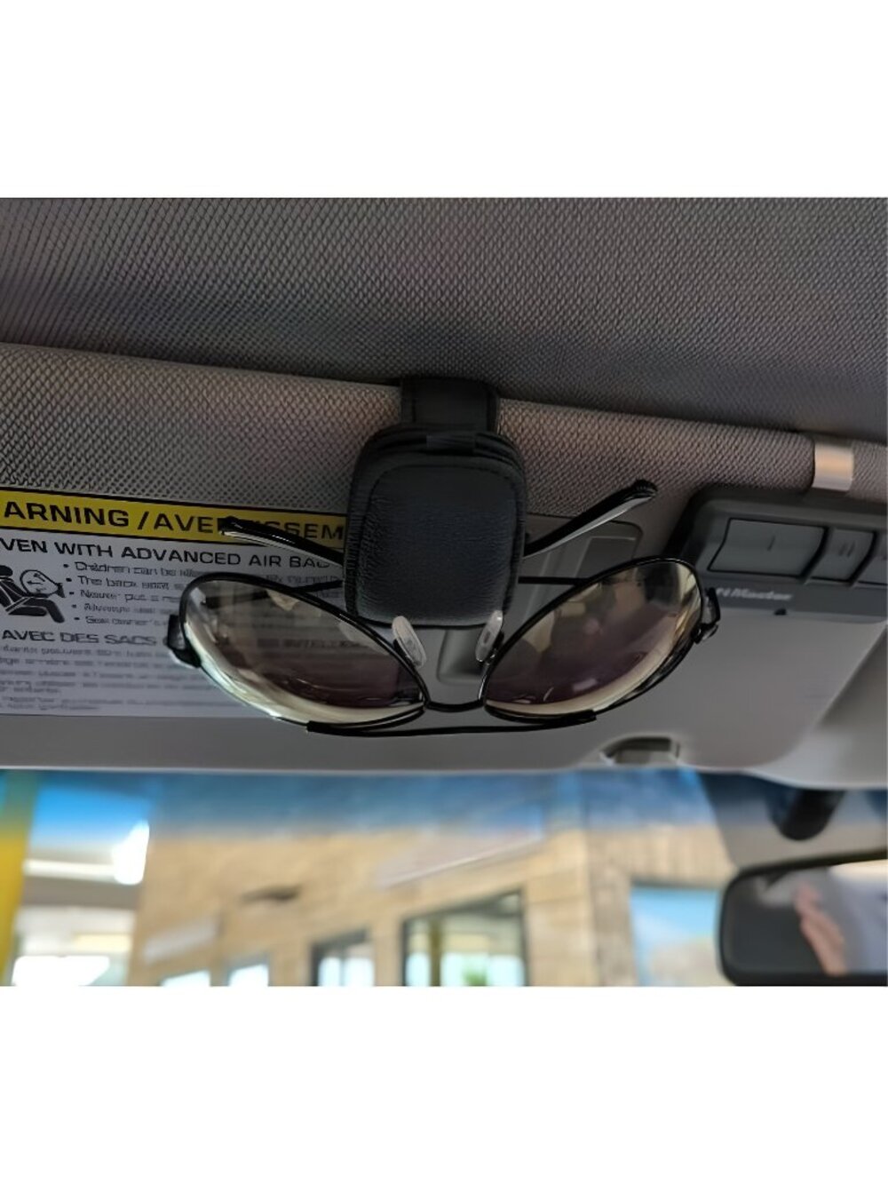 2 Packs Sunglasses Holders for Car Visor - Magnetic Leather Sunglasses Holder